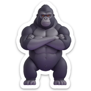 gorilla standing, arms crossed, confident sticker