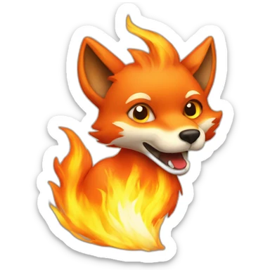 fox on fire sticker