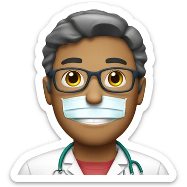 a surgeon having quick lunch sticker