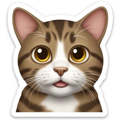 Chubby brown tabby cat with white streaks sticker