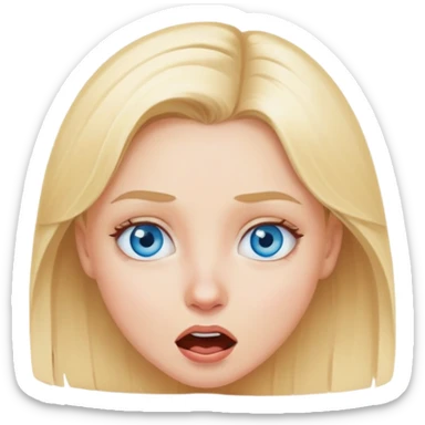 Blonde girl with blue eyes making a funny face  sticker
