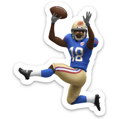 football player making a one handed catch for a touchdown sticker