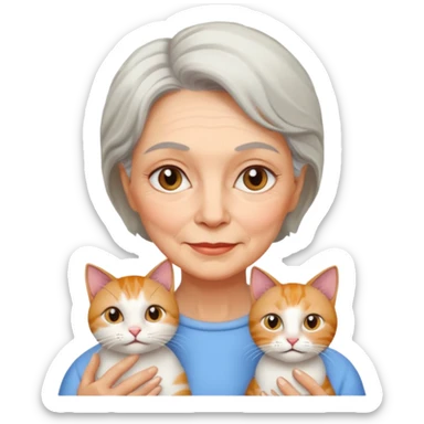 Een oma met een kat sticker