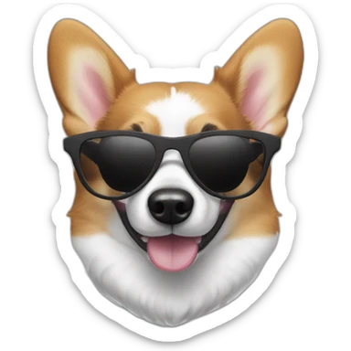 black and white corgi wearing sunglasses sticker