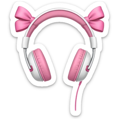 Audífonos de Apple blancos con lasos rosas en los lados  sticker