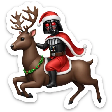 darth vader riding reindeer christmas sticker