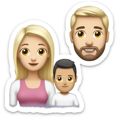 Mum, dark hair/  Dad, Blond hair/ newborn sticker