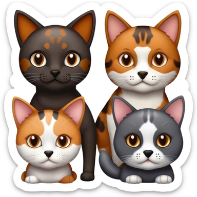 Dark tortoiseshell cat and light grey cat and black lab shepherd  sticker