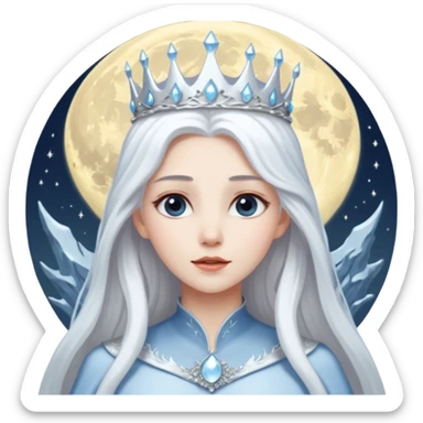 👱🏻‍♀️❄️🌕I want a snow queen with a moon behind her sticker