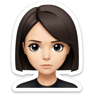 Victoria Beckham circa 1997 with bob haircut parted down straight down the center. Wearing black sticker