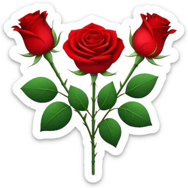 One red flower and one white flower in bouquet sticker