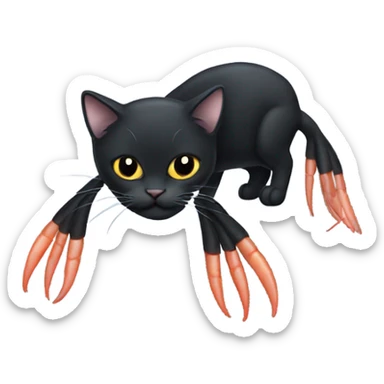 black cat in the body of a shrimp sticker