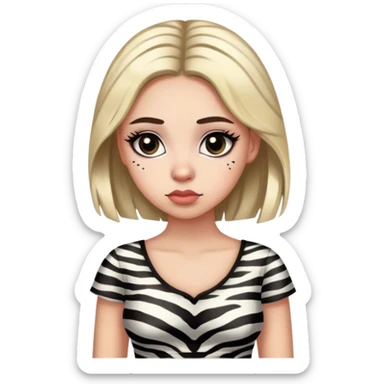 thoughtful girl with zebra printed dress sticker