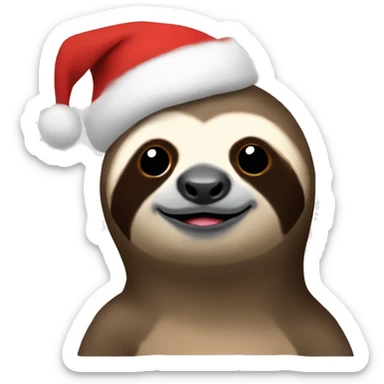 Sloth with a Christmas hat sticker