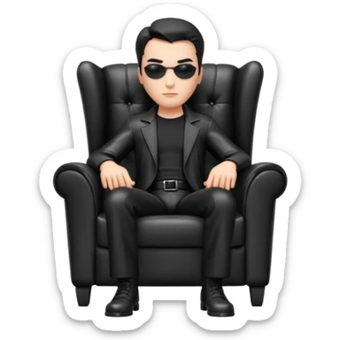 Matrix trinity black leather full body sit on a leather armchair sticker