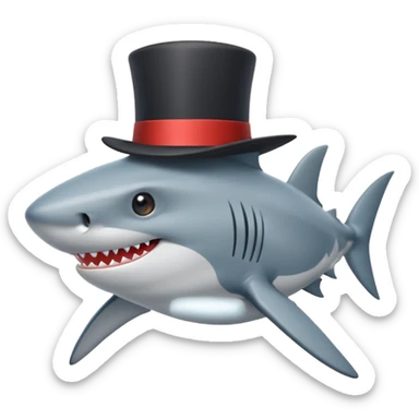 Shark with a top hat sticker