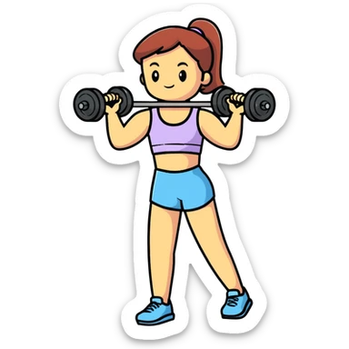 girl lifting a dumbbell sticker