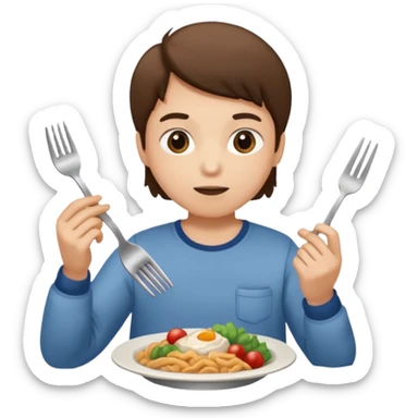 que no sea asiatica, que lleve ropa normal y esté comiendo cualquier comida, sin palillos chinos sticker