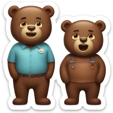 2 bears are waiting for shocolate  sticker