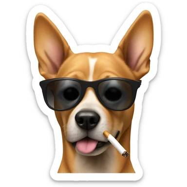 Dog with sunglasses smoking a ciggerette sticker