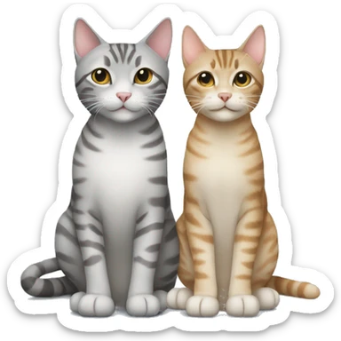 Two grey tabby cats and one beige tabby cat sitting next to each other  sticker