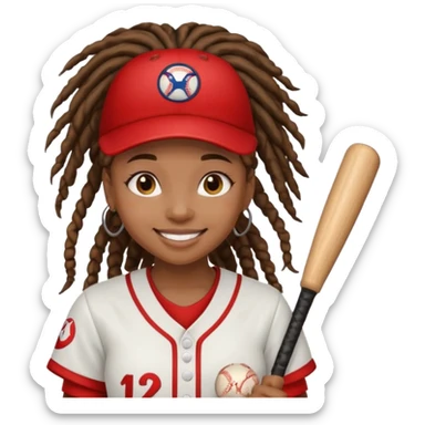 dreadlock baseball player black girl sticker