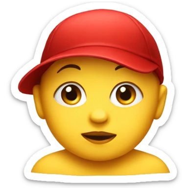 A baby whit yellow face and red hat sticker