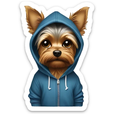 Yorkie wearing hoodie  sticker