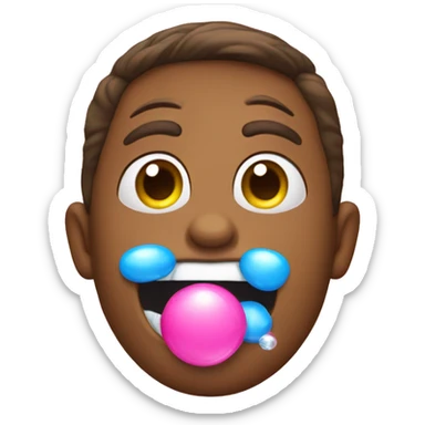 Emoji face blowing bubble gum sticker