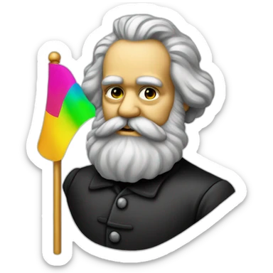 karl marx holding a pansexual flag sticker