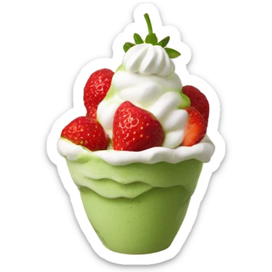 Strawberry matcha with whipped cream sticker
