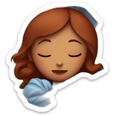 Girl with dark red hair sleeping in blanket sticker
