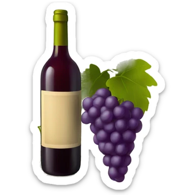 Wine bottle with grapes sticker