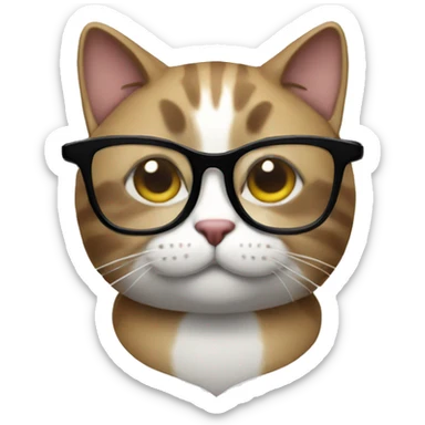 A cat with glasses who edits videos sticker