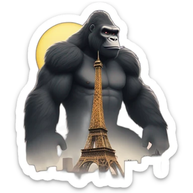 king kong sur la tour eiffel sticker