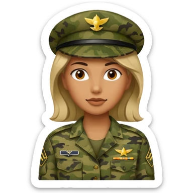 militar mujer con traje de camuflaje sticker