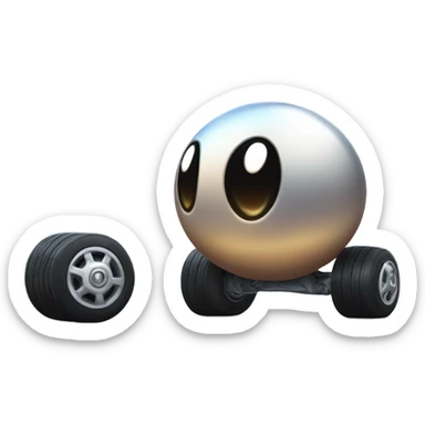 Metal cute black eyes Kirby ball driving on 4 car wheels sticker