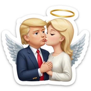 Donald Trump kissing Hitler but hitler is an angel sticker