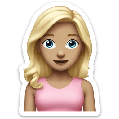 white skinned girl with blonde hair wearing a pink dress  sticker
