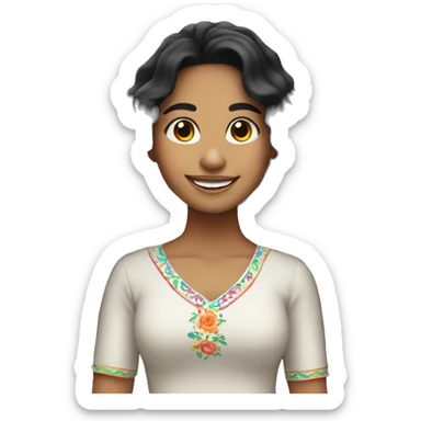 mexican girl with long curly black hair smiling  sticker