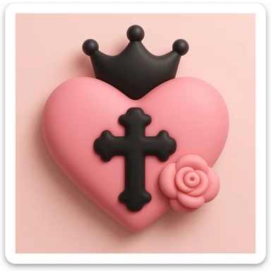 BLACKPINK-inspired gothic object, soft and round, black and pink palette, mochi style sticker