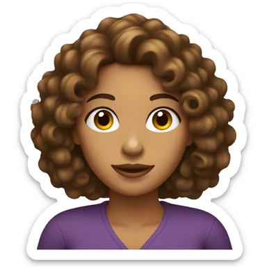 woman with brown skin curly hair listening to the radio sticker