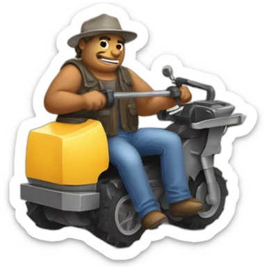 Sanglier sur une tondeuse sticker