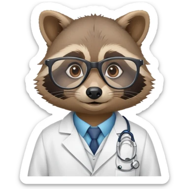raccoon wearing lab coat and glasses, scientist raccoon sticker