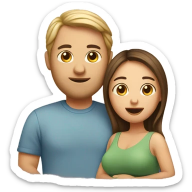 A pregnant woman with her husband  sticker