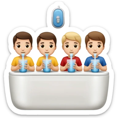 varios meninos sentado no vaso sanitário de um banheiro publico  sticker