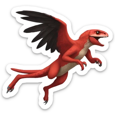 a red raptor jumping sticker
