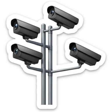 Several CCTV cameras on a pole in black sticker