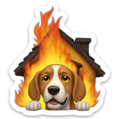 this is fine burning house dog sticker