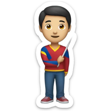 a chinese guy with the flag of Venezuela on hand sticker